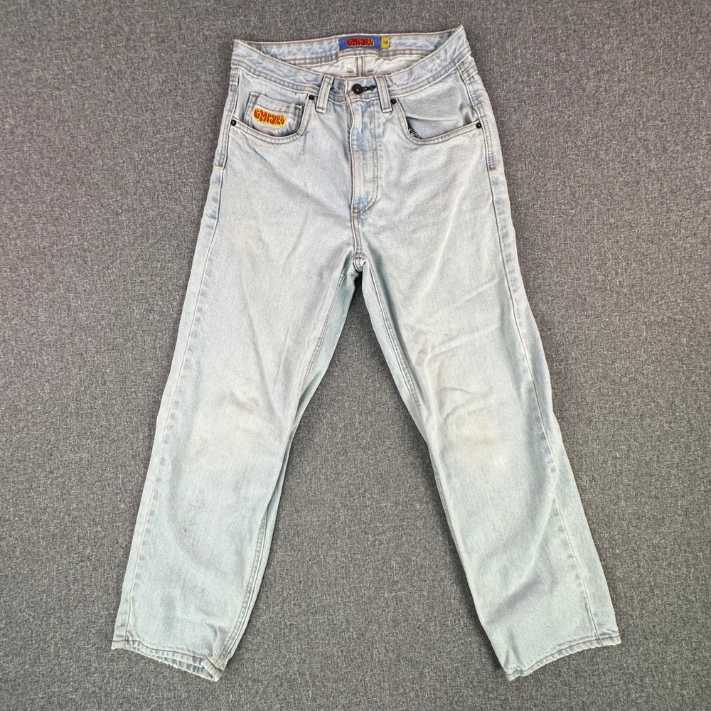 Empyre Jeans Mens 28 Skate Light Wash Blue Embroidered Graphic 399308